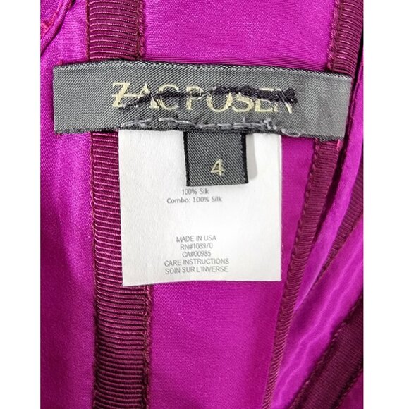 Zac Posen Fuchsia Silk Fit & Flare Cocktail Dress, USA Made, Womens Size 4 - Picture 12 of 15